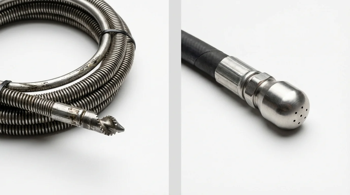 Drain snake cable and hydro jetting nozzle used for drain cleaning in Orange Park, FL