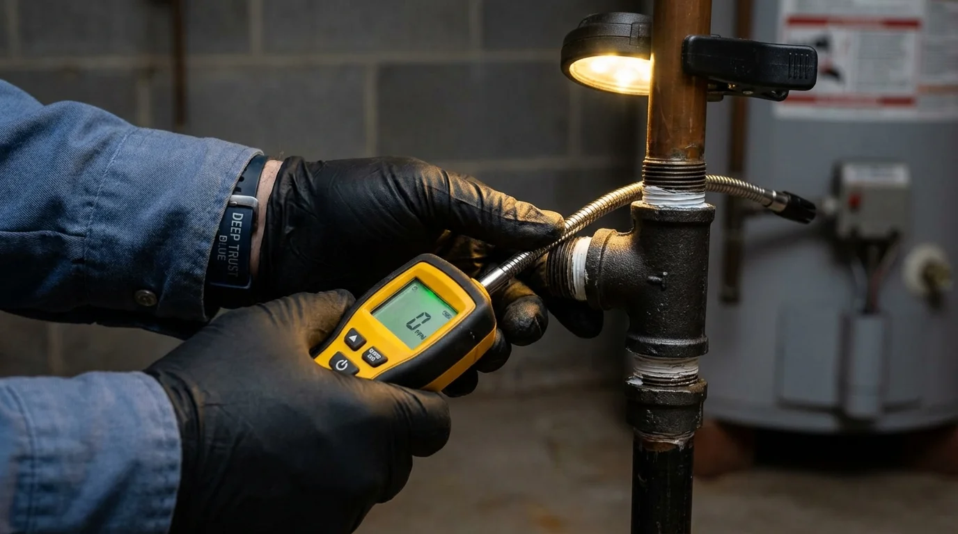 Gas leak detection with electronic sniffer by Johns Plumbing LLC in Orange Park
